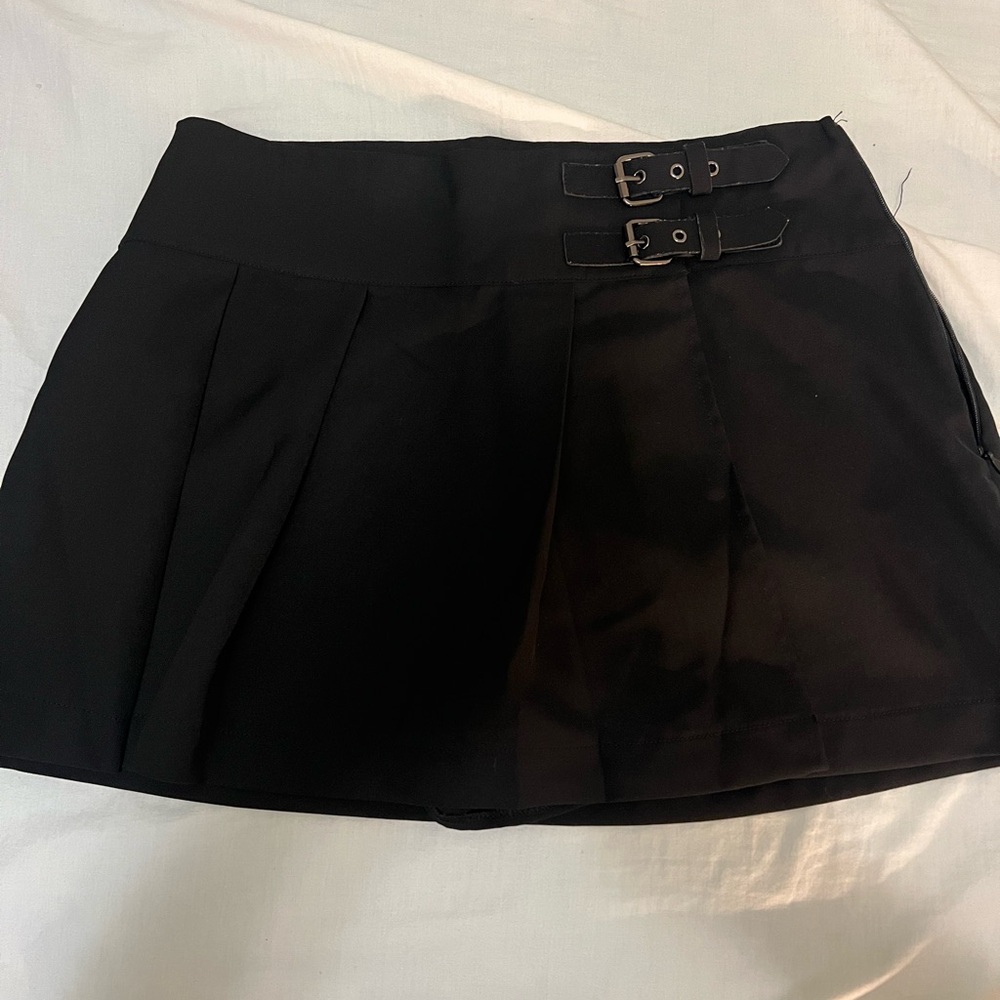 SOLD Pacsun Black Pleated Mini Skirt with Buckle Detail